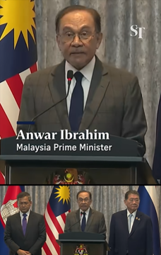 Pengumuman gencatan senjata Thailand-Kamboja oleh Ketua ASEAN Anwar Ibrahim yang juga PM Malaysia/Foto:  straitstimes